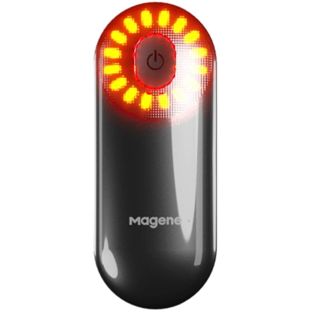 Image of the front of a Magene L508 Rearview Radar and Tail Light against a white background.