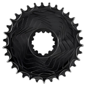 A black ALUGEAR Aero Boost MTB Chainring for SRAM against a white background.