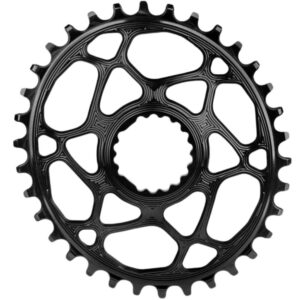 A black absoluteBLACK Oval Boost Chainring for Cannondale against a white background