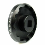 An angled image of a black Praxis T47 I.B. Shimano Tool.