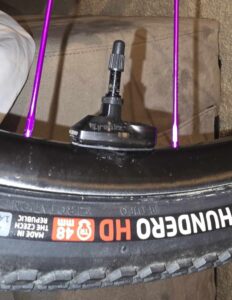 A Quarq TyreWiz installed on a MTB wheel.