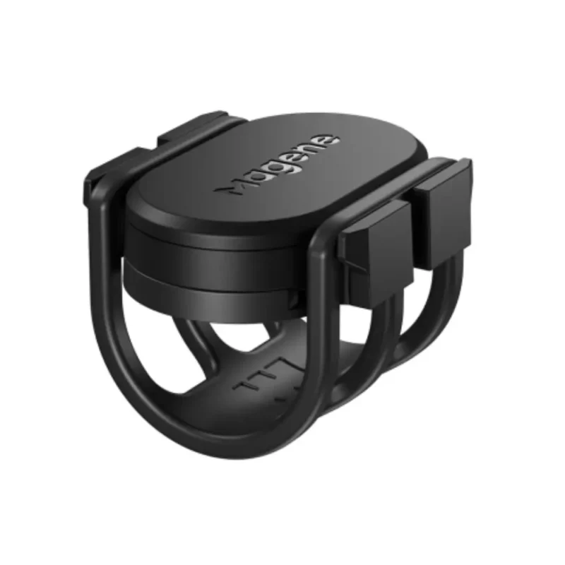 A black Magene S314 Speed Cadence Sensor with rubber strap.