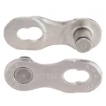 A pair of silver KMC Missing Links for X12 12-Speed.