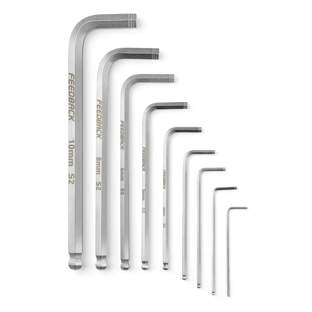 A silver Feedback Sports Hex Wrench Set.