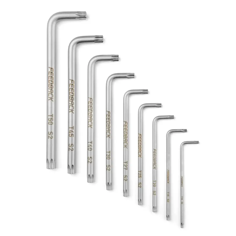 A silver Feedback Sports Torx Wrench Set.