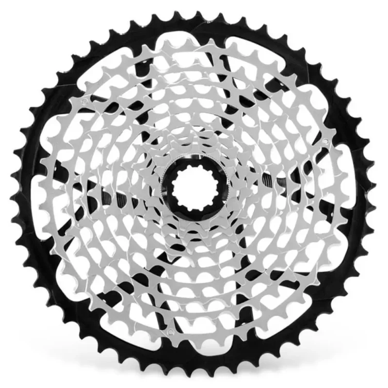 A silver and black Garbaruk Shimano HG 11-Speed MTB Cassette.