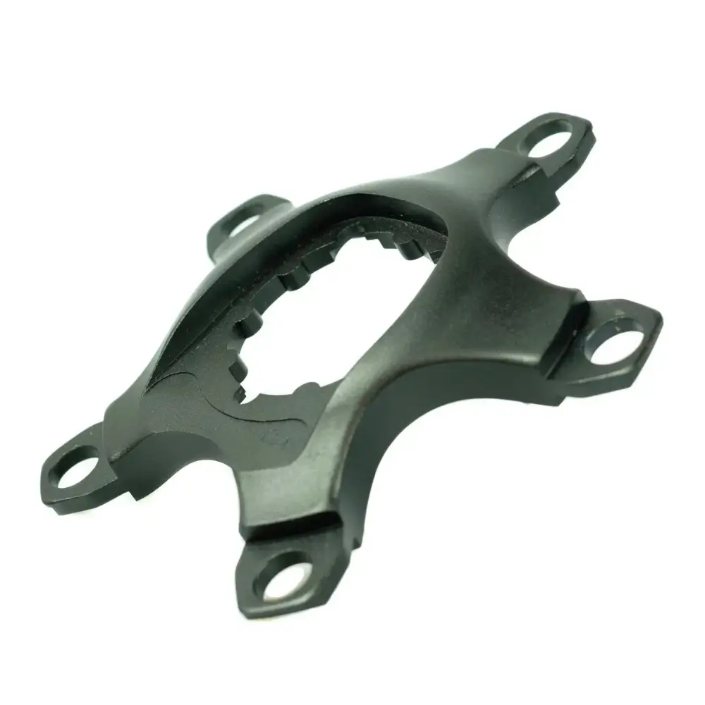 A black 110 5-Bolt Praxis Direct Mount Spider for alloy crank arms.