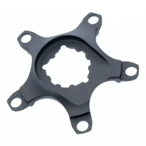 A black 110 5-Bolt Praxis Direct Mount Spider for carbon crank arms.