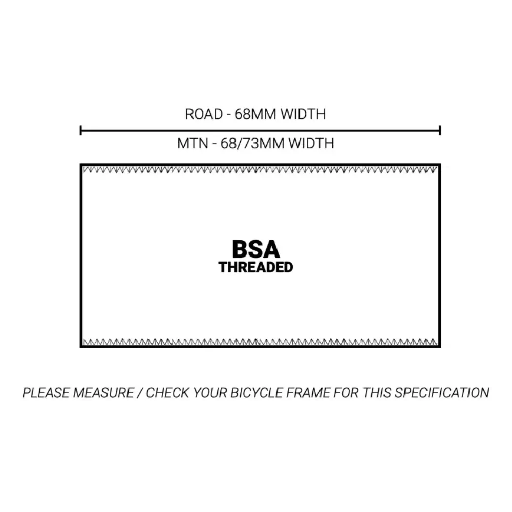 A chart showing the frame widths for Praxis M30 Thru BSA Threaded Bottom Brackets.