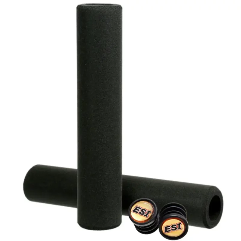 A set of black ESI Racer’s Edge Grips with bar end plugs.