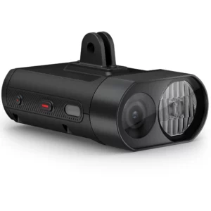 The left side of a Garmin Varia Vue Smart Bike Light and Camera.