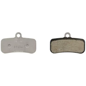 The inside and outside of a Shimano D03S-RX Resin Disc Brake Pad.