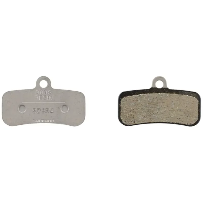 The inside and outside of a Shimano D03S-RX Resin Disc Brake Pad.