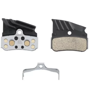 The inside, outside and spring of a Shimano N04C-MF Metallic Finned Disc Brake Pad.
