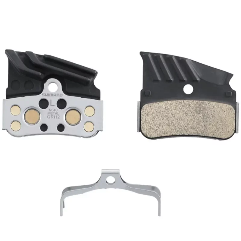 The inside, outside and spring of a Shimano N04C-MF Metallic Finned Disc Brake Pad.