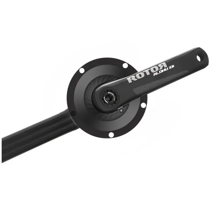 An angled XCADEY XPOWER-S GEN2 ROTOR ALDHU 30 mm Track Power Meter Crankset.