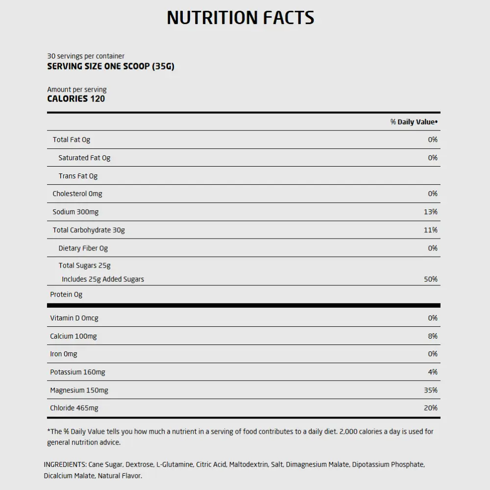 First Endurance EFS Hydration Drink Mix Nutrition Facts.