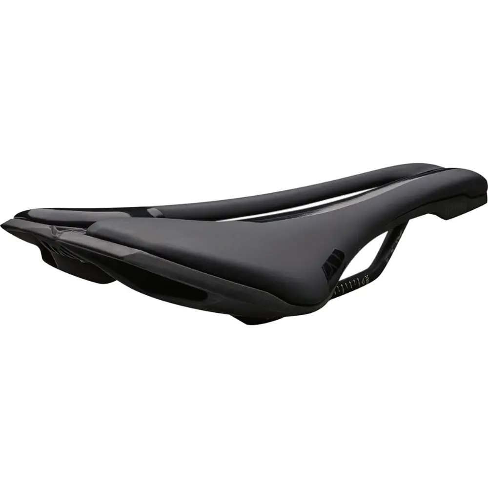 The back of a black PRO Stealth Sport Saddle.