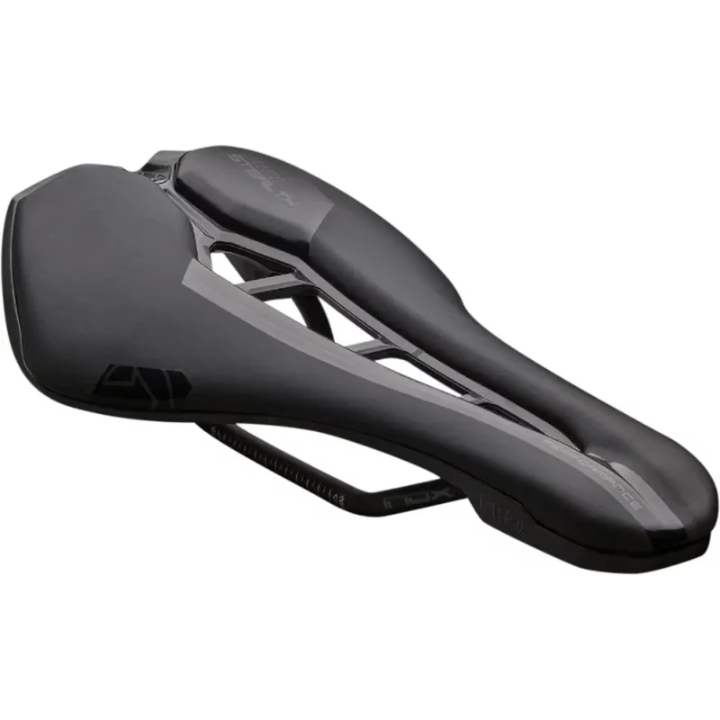 The front of a black PRO Stealth Sport Saddle.