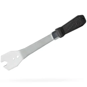 A silver PRO Team Pedal Wrench with a black handle.