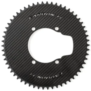 A black Carbon-Ti X-Aeroring 1x Shimano DA9200 Chainring.