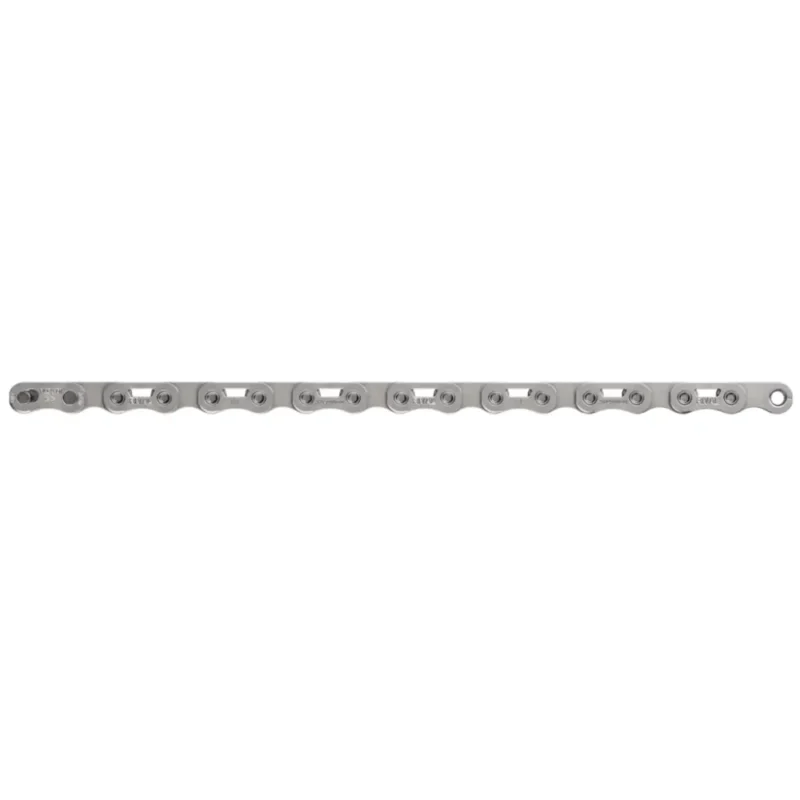 A silver SRAM Rival E1 Flattop Bicycle Chain.