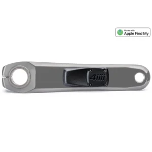 A greyed out Shimano crank arm for the 4iiii PRECISION 3+ Factory Install with Apple Find My Logo.