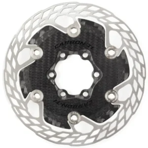 A black and silver 6-bolt Carbon-Ti X-Rotor Aero Disc Brake Rotor.