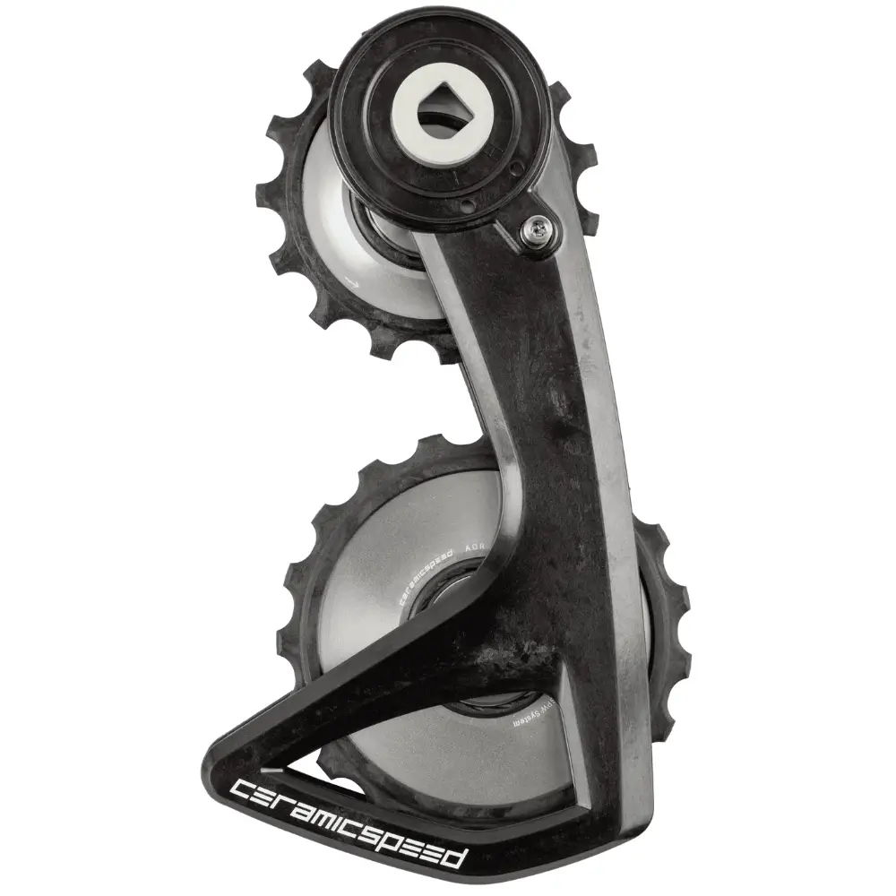 A silver CeramicSpeed Alpha RS OSPW for SRAM RED Force rear derailleurs.