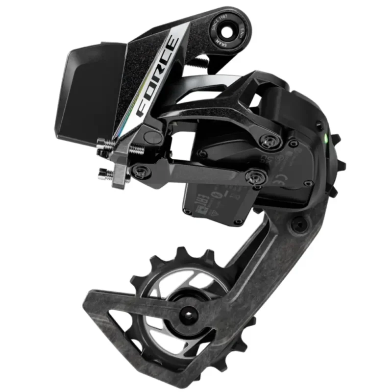 A black and silver SRAM Force E1 AXS Rear Derailleur.