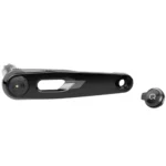 A black SRAM Rival E1 AXS Power Meter Crank Arm with a Qaurq power meter cap.