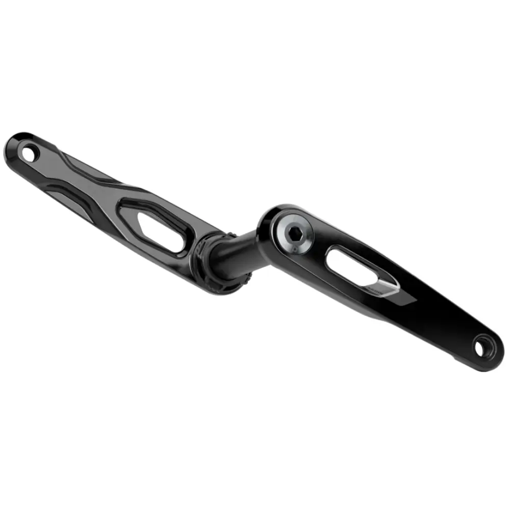 An angled image of black SRAM Rival E1 XPLR DUB Crank Arms.