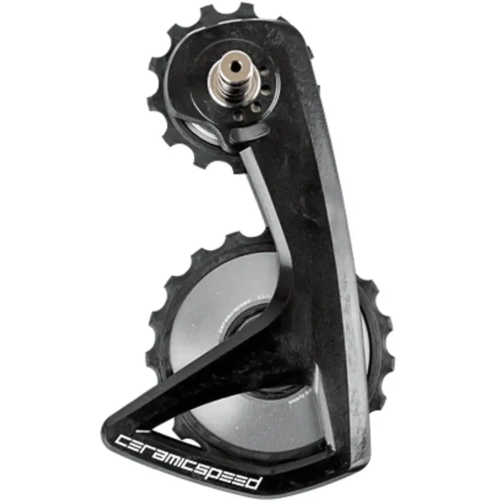 A silver and black CeramicSpeed Alpha RS OSPW for Shimano 9250/8150 Rear Derailleurs.