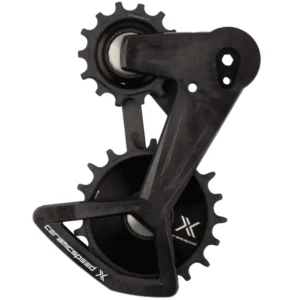A black CeramicSpeed OSPW X for SRAM Eagle AXS Transmission rear derailleurs.