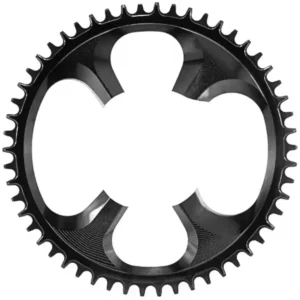 A black Garbaruk 1x 110x4 Chainring for Shimano DURA-ACE 9200.