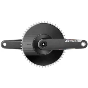 A grey and silver SRAM Force E1 1x Aero Road Crankset.