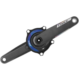 A black Sigeyi AXO 110x5 BCD SRAM Force E1 Power Meter Crankset with blue Sigeyi logo.