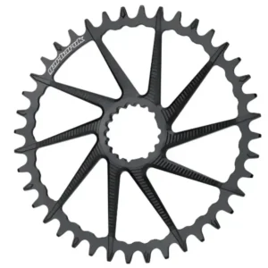 A black Garbaruk 1x Direct Mount Road/Gravel Chainring