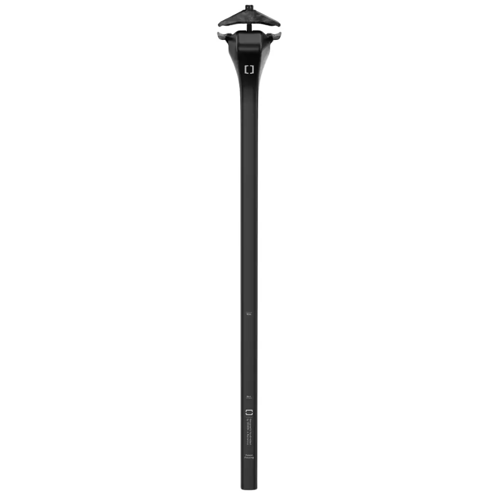 The back of a black Gemini Alsak Factor OSTRO VAM Seatpost.