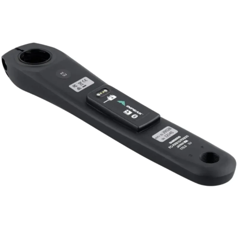 The inside of a black INPEAK POWERCRANK-E Shimano GRX RX820 Power Meter.