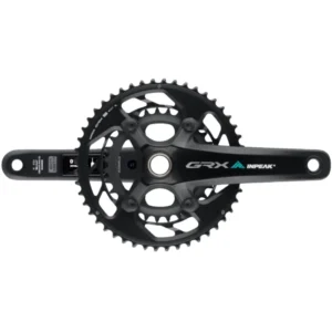 A gloss black INPEAK POWERCRANK-E TWiN2 Shimano GRX RX820 Power Meter.