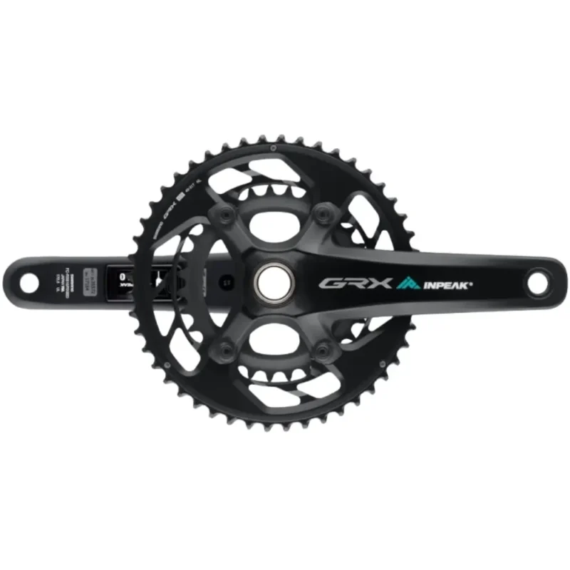 A gloss black INPEAK POWERCRANK-E TWiN2 Shimano GRX RX820 Power Meter.