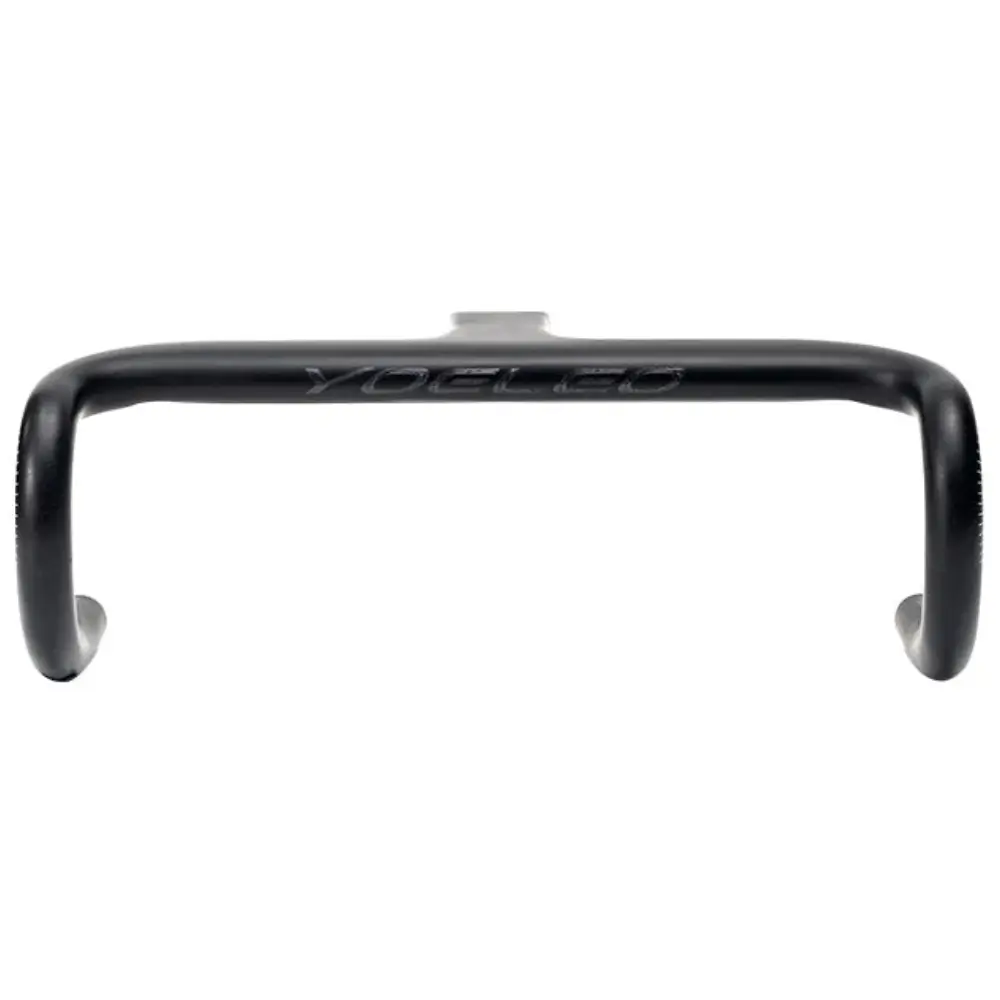 A front view of a black Yoeleo H9 OD1 One-Piece Road Handlebar