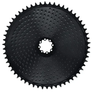 A black ALUGEAR Aero 1x 8-Bolt Road/Gravel Chainring