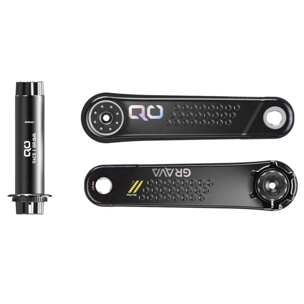 A black QO GRAVA Gravel Crankset