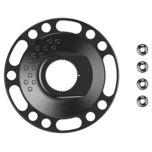 A black QO RACE 110x4 Aero Road Spider with 4 chainring bolts