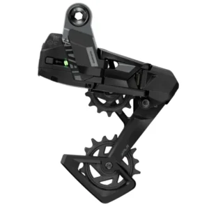 A black and grey SRAM Rival E1 XPLR AXS Rear Derailleur