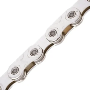 A silver KMC Pre-Waxed XFLAT Flattop Chain