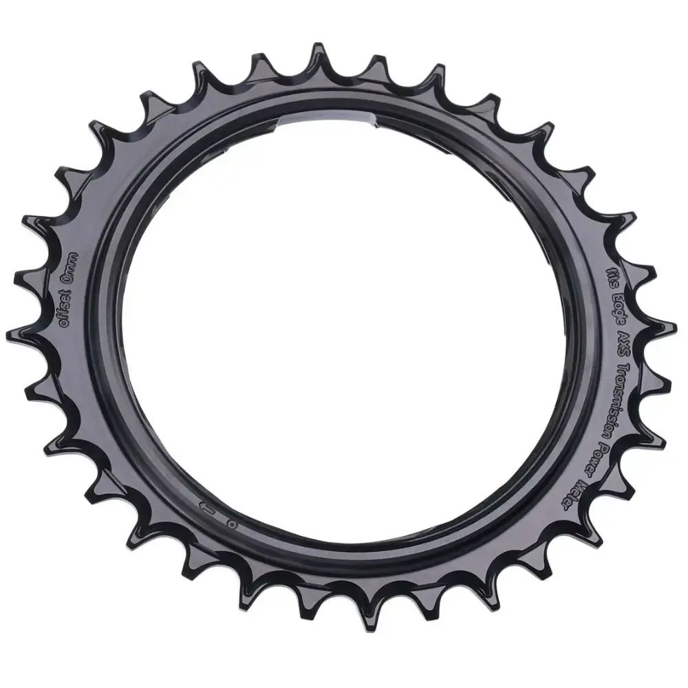 A black Garbaruk 1x Aero Oval Thread Mount MTB Chainring