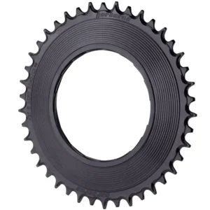 A black, 42T Garbaruk 1x Aero Thread Mount Road/Gravel Chainring